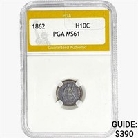 1862 Seated Liberty Half Dime PGA MS61