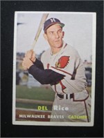 1957 TOPPS #193 DEL RICE MILWAUKEE BRAVES