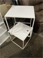 2 metal white tables