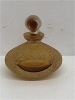 Amber art glass perfume bottle