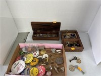 Vintage cuff links, pins and misc