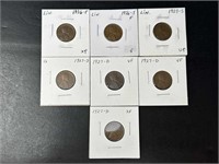 1926-S, 27-D Lincoln Cents VG/XF (7 coins)