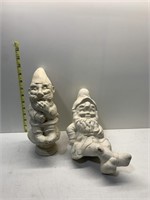 UNFINISHED POTTERY GARDEN GNOMES, ONE ON