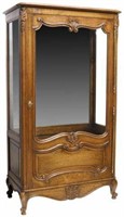 FRENCH LOUIS XV STYLE OAK VITRINE DISPLAY CABINET