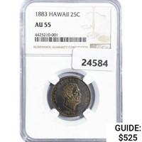 1883 Kingdom of Hawaii Quarter NGC AU55