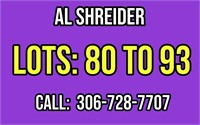 LOTS: 80 to 93 - Call Al Schreider for info