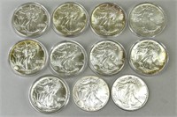 11 Fine Silver 1-Oz Walking Liberty Coins.