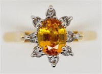Golden sapphire diamond and gold ring