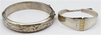 Two silver cuff bangles