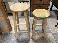2 oak stools 29’’ & 24’’ tall (sturdy)