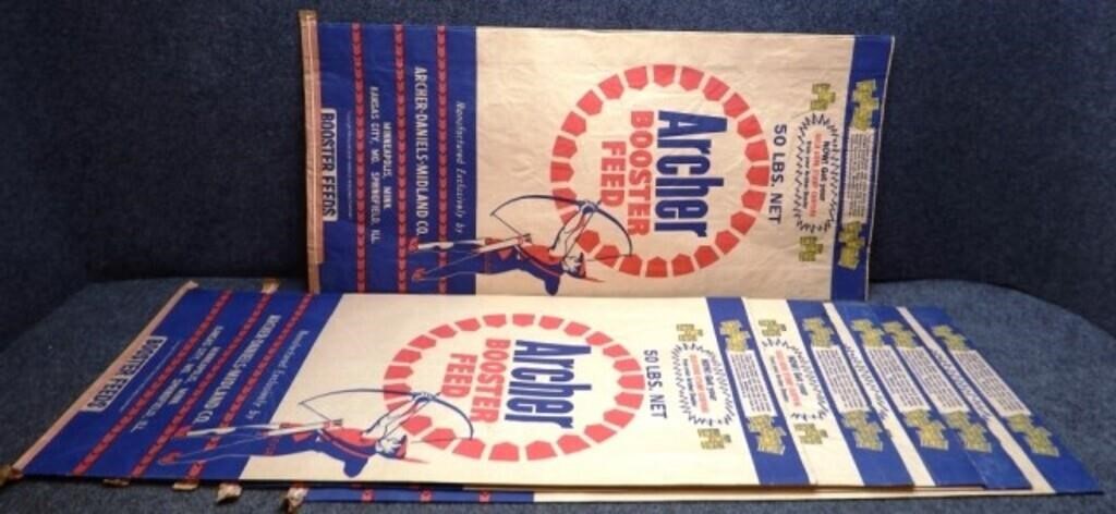 (6) 1951 Archer Booster Feed Sacks - NOS