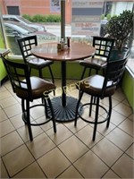 3' Cast Iron Base Bar Table w/ 4 Swivel Bar Stools