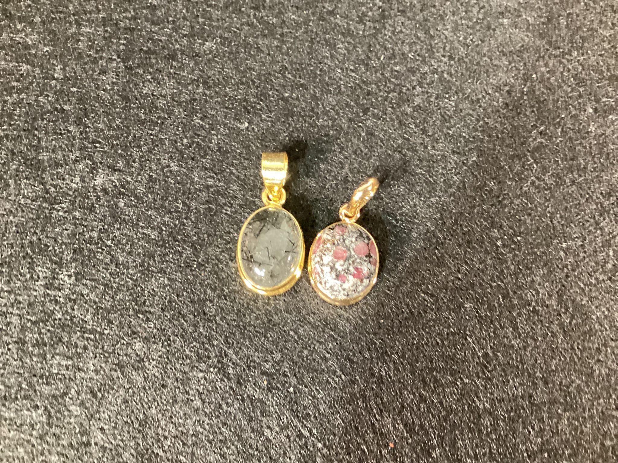 Vintage Eudialyte? lot of 2 pendants
