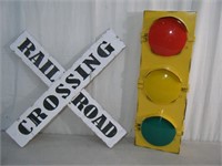24" Railroad Crossing metal Light & wood Sign