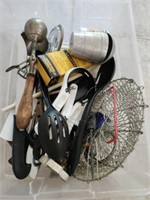 Small Tote Lot of Miscellaneous Kitchen Utensils
