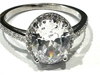 GLAM OVAL SET 4CT CZ STERLING SOLITAIRE RING