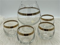 4 Vintage ROLY POLY GLASSES ~ STUNNING GOLD RIM