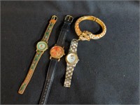 (4) LADIES WATCHES, RELIC,WALTHAM,FOSSIL