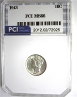 1943 Dime PCI MS66