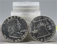 (20) UNC/BU 1963-D Franklin 90% Silver Half
