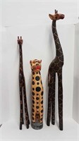 3 TALL CARVED WOOD ANIMAL FIGURES