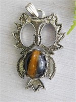 TIGERS EYE OWL PENDANT ROCK STONE LAPIDARY SPECIME