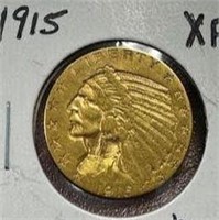 1915 $5 GOLD INDIAN HEAD _ XF