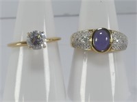 TWO 14K GOLD & CZ RINGS