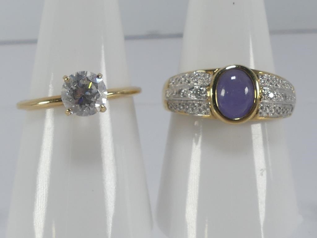 TWO 14K GOLD & CZ RINGS