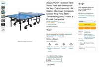 B6158  JOOLA NOVA Table Tennis Table, 108 x 60".