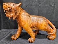 Wood Carved Tiger 24 Inches Long
