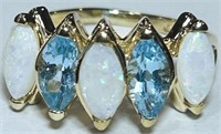 14KT YELLOW GOLD TOPAZ & OPAL RING 4.18 GRS