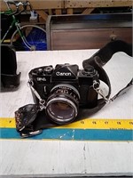 Canon F1 35mm camera with case and strap