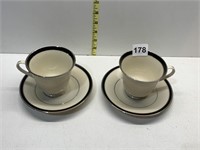 2 LENOX BLACK ROYALE TEACUPS, EXCELLENT