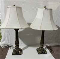 MARBLE BASE FLUTED CENTER LAMPS 31" H