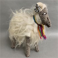 Angora Wool Hand Stitched Stuffed Ram 10"