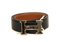 Hermès Black/Brown 32Mm Leather Belt