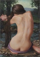 Bryce Liston Painting of Woman at Creek