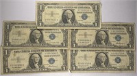 Lot of 5: $1 Silver Certificates