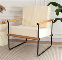 MAXYOYO White Framed Upholstered Armchair - NEW