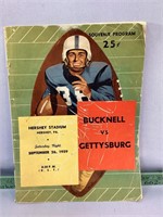 Bucknell vs Gettysburg program Sept 26 1959