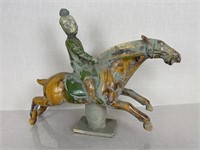 Chinese Glazed Pottery Equestrian Statue