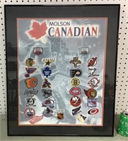 Molson framed NHL hockey patch set
