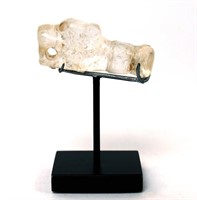 Rare Aztec Rock Crystal Jaguar Labret, 1350 - 1520