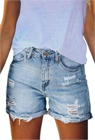 Selowin Womens Ripped Denim Jean Shorts