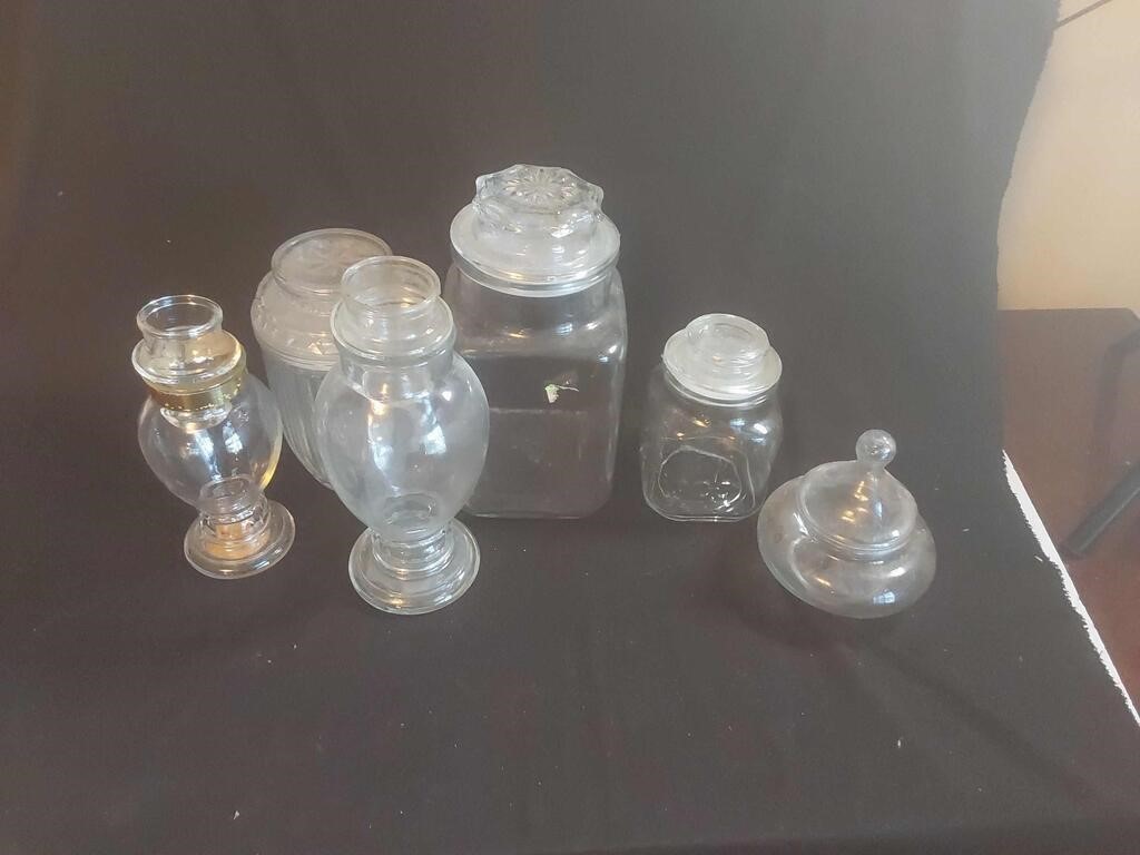 Lot of Clear Glass Cannister & Clear Glassware