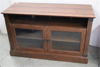 Wooden Media Cabinet with Glass Doors