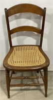 (AN) Wood Chair w/ Woven Seat Slight Damage