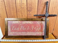 Home decor metal cross, each day is a gift sign