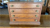 ANTIQUE J & P Coats Oak 4 Drawer Spool Cabinet